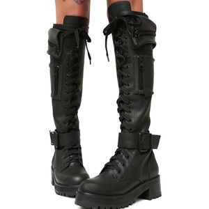 Dollskill Obsidian Pocket Combat Boots
